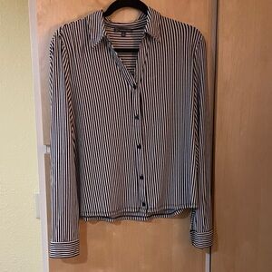 Adrianna Papell Black and White Striped Blouse